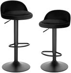 EUGAD Bar Stools Set of 2 Black Velvet Bar Stools Swivel Bar Chairs Breakfast Dining Stools Height Adjustable Barstools, Footrest, Seat Height 62-83cm 0824BY-2-UK