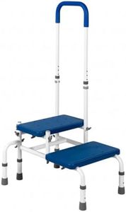 Platinum Health AdjustaStep Double-Step Step Stool with Side-Mounted Safety Handle. Adjustable Height. Padded Handle, Non-Slip Steps. Quick, Tool-Less Assembly.