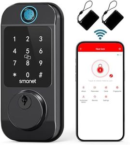 Smart Locks WiFi Deadbolt: SMONET Fingerprint Front Door Lock Keyless Entry with Keypad Electronic Digital Deadbolt Alexa Gateway Remote Control, Bluetooth APP KeyFob Code Auto-Lock for Home, Black