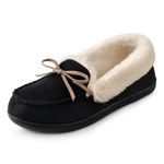 RockDove Women's Caroline Glittered Moccasin Slipper, Size 6 US Women, Black