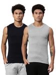 Levi's Men's Style #014 Gym Regular Fit Solid (014-VEST_Lt. Grey Melange, Navy_M)