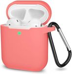 SATLITOG Silicone Case Compatible with Apple AirPods 1&2 Wireless and Wired Charging Case(Front LED Visible),Coral