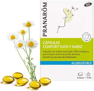 PRANAROM - Allergoforce - Cápsulas Confort Ojos y Nariz - Con Aceites Esenciales 100% Naturales que Incluyen el de Manzanilla Alemana - 30 cápsulas