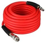 YOTOO Hybrid Air Hose 10m Long 6.5mm ID X 12mm OD 300 PSI with 1/4-Inch Europe Steel Quick Coupler Fittings and Bend Restrictors for Heavy Duty, Lightweight, Flexible at All Weather Use, Red