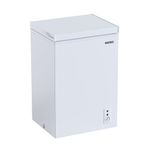 FRIGIDAIRE EFRF3005-AMZ Chest Deep Freezer-Garage-Ready, 3.5 Cu. Ft. Capacity, White-Adjustable Thermostat-Removable Vinyl Coated Wire Basket-Easy Defrost Drain