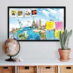 ArtzFolio Monument Concept | Bulletin Board Notice Pin Board | Vision Soft Board Combo with Thumb Push Pins & Sticky Notes | Black Frame | 26.7 x 16 inch (68 x 41 cms)