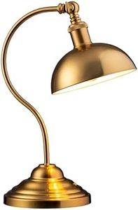 O'Bright Bankers - Cordless LED Table Lamp, Battery-Operated, Rechargeable, 3-Level Dimming, Universal USB-C Charging, 180° Swivel Head, Luxury Metal Shade, Antique Brass