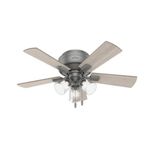 Hunter Fan Company Crestfield 42-inch Indoor Matte Silver Casual Ceiling Fan with Bright LED Light Kit, Pull Chains, and Reversible WhisperWind Motor Included