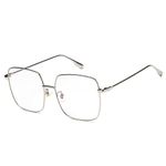 BAODAREN Blue Light Blocking Glasses Oversized Square Frame Women/Men Anti Eyestrain Computer Eyeglasses L3000A (Silver Metal Frame)