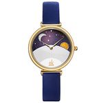 SHENGKE Women Watches Leather Band Casual Geneva Waterproof Girls Dress Wristwatch Creative Ladies Watch (K0124blue)