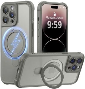 MOCCA Design for iPhone 14 Pro Case with Magnetic Invisible Stand [Full Camera Protection] [Compatible with Magsafe] Military Drop Shockproof Translucent Matte Phone Case Cover 6.1",Titanium Gray