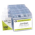 Fushing Clear Plastic Horizontal Name Tag Badge ID Card Holders (100)