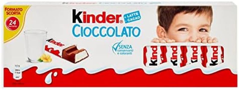 Kinder Cioccolato Barrette di Cioccolato Finissimo al Latte con Ripieno al Latte Scatola da 24 Barrette 200g