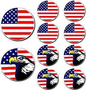 Golf Ball Markers for Men Women 10 Pack Assorted Patterns fits All Magnetic Golf Tools Alloy Soft Enamel Technique Marker for Hat Clips Gloves Divot Tools Marks (USA Flag&Eagle)