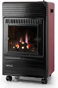 Estufa de llama azul. Imitación de leña y fuego real. Potencia máxima 3500W. Apta para gas propano y gas butano.