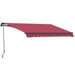 Outsunny 10' x 8' Manual Retractable Awning, Sun Shade Shelter Canopy, with Aluminum Frame and UV Protection for Patio Deck Yard Window Door, Red