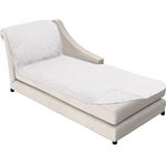 Sofa Shield Chaise Slip Cover with Patented Strap, Cushion Protector, Reversible Stain and Dog Tear Resistant Slipcover, Quilted Microfiber 102x34” Seat, Washable Covers for Dogs Pets Kids, White