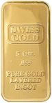 American Coin Treasures Tribute 5 Gram Gold-Layered Swiss Ingot Novelty Table Ornament