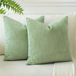 JOTOM Pack of 2 Corduroy Cushion Covers 40x40 cm Soft Striped Solid Decorative Throw Pillow Covers Square Cushion Pillow Cases for Couch Sofa Living Room Bed Home Boho Decor 16x16 Inch (Sage Green)