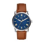 Fossil Leather Analog Blue Dial Men's Watch-Fs5661