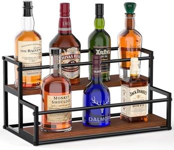 THYGIFTREE Liquor Bottle Display Shelf 2 Tier Liquor Rack Holder Bar Shelf Stand for Liquor Organizer Countertop Liquor Risers Storage Shelves Wine Rack for Whiskey