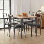 GarveeHome Dining Table Set for 4, Kitchen Table and Chairs for 4, Dining Room Table Set for 4, Small Rectangle Kitchen Table Set with 4 Upholstered Chairs for Apartment, Small Space, Retro Brown