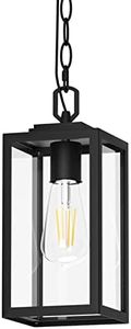 Aoceley Modern Outdoor Pendant Light, 1-Light Outdoor Hanging Lantern Light, Matte Black Aluminum with Clear Glass, Exterior Pendant Lighting Fixture for Porch, Yard, Gazebo