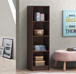 DeckUp Lexis 4-Shelf Engineered Wood Book Shelf and Display Unit (Walnut, Matte Finish)