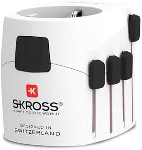 SKROSS - 1.103145 | Pro Light | Adaptateur de Voyage Universel 2-3 pôles pour Schuko. Tension et Puissance nominale: 100V – 630W / 250V – 1575W - Protection Contre Les Chocs électriques