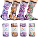 Viasox Paws & Petals EasyStretch Diabetic Socks for Men & Women, Non Binding Top, Seamless Toe, Loose Fit, 4 Pack, Medium 5-9