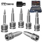 XEWEA 11PCS 3/8" Inch Drive Screw Extractor Set with Adapters, Upgrade Multi-Spline Easy Out Stripped Screw Remover Kit, 2-in-1 EZ Out Tool for Removing Rusted, Frozen or Broken Studs, Bolts, Screws