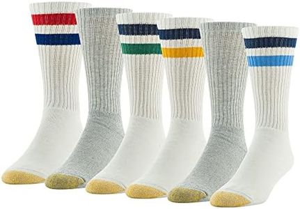Gold Toe Chaussettes athlétiques en Coton 656s, multipaires, Rayure Blanc/Bleu Clair Assorti (6 Paires), L (Lot de 6) Homme