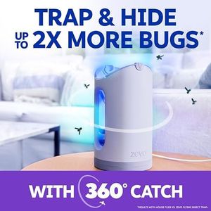 Zevo MAX Indoor Bug Catcher & Fly Trap – 2 Bases, 3 Cartridges, No-Mess