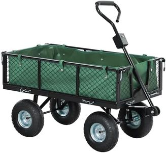 Outsunny Garden Trolley Cart, Heavy Duty Festival Trolley with Removable Liner, Quick-Release Sides, 10" Pneumatic Wheels, 180° Rotating Handle, 300kg Capacity, Green