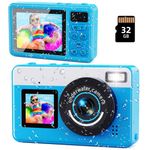 Digital Camera,10FT Underwater Camera with 32G SD Card,2.8'' Dual Screen Waterproof Small Point and Shoot Portable Compact for Snorkeling,18X Digital Zoom for Kids Teenagers Beginners Adults