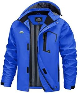 MAGCOMSEN Rain Jackets for Men Waterproof Mens Raincoat Lightweight Windbreaker Mountain Jacket Fishing Climbing Bright Blue, M