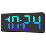 XUANZIT LED Digital Wall Clock with RGB Display, Big Digits, Auto-Dimming, 12/24Hr Format, Small Electric Wall Clock for Living Room, Bedroom, Kitchen, Office