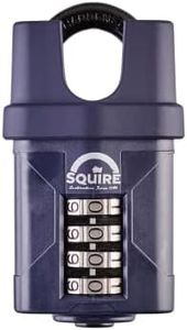 Squire Heavy Duty Padlock (CP50CS) - Toughest Closed Shackle - 4 Wheel Combination Padlock - Alloy Steel for Corrosion Resistance - Weatherproof Lock for Home, School & Garage (Blue, 50 mm)
