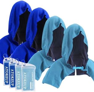 4 Pack Cooling Hoodie Towels for Neck and Face, UPF 50 Sun Protection, Instant Cooling Towels for Hot Weather, Soft Breathable & Lightweight for Sport, Gym, Workout, Camping, Running & Hot Weather