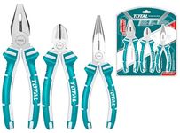 MR LIGHT TOTAL Iron Pliers Set, Combination, Long Nose, Diagonal Cutting (Large, Silver) 3 Pieces