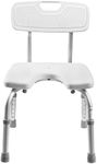 DMI Bath and Shower Chair with Back Support Made of Heavy Duty Non Slip Aluminum Body with Plastic Seat Holding Weight Capacity up to 250 Pounds and Adjustable Height, Tool Free, Black