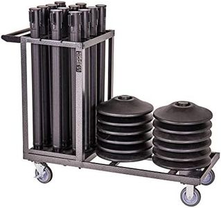 US Weight Statesman Stanchion Cart Kit – 12 Black Sentry Plus Stanchions with Cart