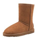 Shenduo Men's Short Boots Winter Mid-calf Classic Snow Boot Waterproof 9UK D5625 Chestnut 43EU