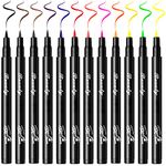 Erinde 12 Colours Colourful Liquid Eyeliner Set, Waterproof Color Liquid Eyeliner, Coloured Eyeliner Set, Rainbow Eyeliner, Highly Pigmented, Rave Festival Makeup Kit