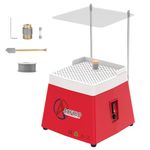 AOFOLO Portable Stained Glass Grinder Machine DIY Tool with 5/8" & 1" Grinder Bits, 63/37 Solder, Glass Cutter, Acrylic Baffle for Glass Processing Arts and Decoration, 110V 65W, 4200RPM, Red