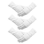 Senkary 3 Pairs White Nylon Cotton Gloves Band Costume Formal Dress Parade Inspection Gloves for Women Men