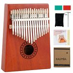 Kalimba 17 Keys Thumb Piano Solid Finger Piano Mahogany Body with Tuning Hammer Study Instruction - Best Birthday Christmas Gift for Music Fans Kids Adults