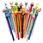 24 pack Cute Cartoon Gel Blue Ink Pens Assorted Style Writing Pens for Birthday Present School Prize Student Gift Fun Girl Pens (blue)