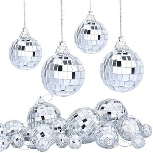 Kicko Mirror Disco Ball Ornaments - 30 pcs - Hanging Disco Ball for Decor - Ideal for Events, Parties and Christmas - Reflective Mirrored Surface for Vibrant Room - 90's Party Decoration Accessories