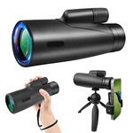 Yumzeco Monocular Telescope 12X50 Monoculars for Adults Kid with Night Vision Phone Adapter Tripod,Waterproof High Power Monocular for Bird Watching Camping Traveling Hiking with FMC Lens,BAK4 Prism